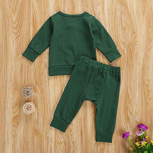 Load image into Gallery viewer, Kuriozud Baby Boy Girl Pajamas Set Organic Cotton Plain Sleepwear Infant 2 Piece PJS(Button Green, 6-12 Months)
