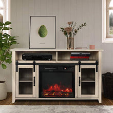 Load image into Gallery viewer, ENSTVER TV Stand for TVs up to 55" with Electric Fireplace Included,Media Storage Television Console for Living Room (White Oak)
