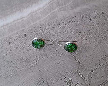 Load image into Gallery viewer, Raw Chrome Diopside Emerald Alternative Stainless Steel Modern Drop Earrings
