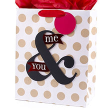 Load image into Gallery viewer, Hallmark 13" Large Anniversary Gift Bag with Tissue Paper (You &amp; Me, Polka Dots on White) for Anniversary, Valentines Day, Grooms Gift and More
