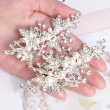 Load image into Gallery viewer, Sppry Wedding Hair Clips (2 Pcs) - Rhinestone Pearl Hair Accessories for Bridal Women (Silver)
