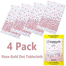 Load image into Gallery viewer, Rose Gold Dot and White Tablecloth 108"x54" for Parties Rectangle Table 4 Packs, Dot Confetti Rectangular Plastic Table Cover,Thanksgiving Christmas Wedding, Anniversary,Baby Shower, Birthday Party

