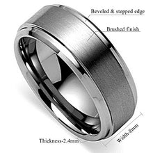 Load image into Gallery viewer, King Will Basic Men's Tungsten Carbide Ring 8mm Polished Beveled Edge Matte Brushed Finish Center Wedding Band(10.5)

