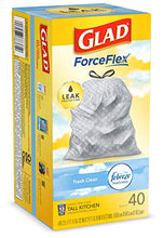 Load image into Gallery viewer, Glad ForceFlex Tall Kitchen Drawstring Trash Bags, Fresh Clean, 13 Gal, 40 Ct (Package May Vary)
