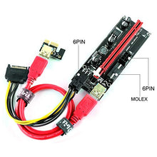 Load image into Gallery viewer, Ubit 6 Pack PCI-E Riser Express Cable 16X to 1X ( Dual-6pin / MOLEX) with Led Graphics Extension Ethereum ETH Mining Powered Riser Adapter Card+60cm USB 3.0 Cable
