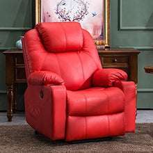 Load image into Gallery viewer, Mcombo Electric Power Lift Recliner Chair Sofa with Massage and Heat for Elderly, 3 Positions, 2 Side Pockets and Cup Holders, USB Ports, Faux Leather 7040 (Medium, Red)
