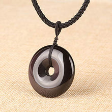 Load image into Gallery viewer, MATT HANN Rainbow Eye Obsidian Safty Circel Pendant Original Handmade Grouding Stone Protection (Black Obsidian Large)
