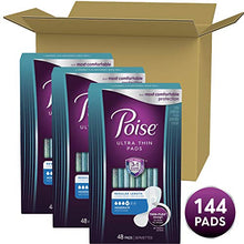 Load image into Gallery viewer, Poise Ultra Thin Incontinence Pads for Women, Moderate Absorbency, Regular Length, 144 Count (3 Packs of 48) (Packaging May Vary)
