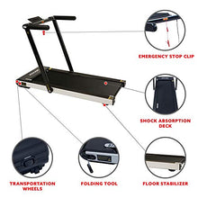 Load image into Gallery viewer, Sunny Health &amp; Fitness ASUNA Space Saving Treadmill, Motorized with Low Profile, Speakers &amp; Slim Folding - 8730,Black
