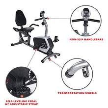 Load image into Gallery viewer, Sunny Health &amp; Fitness Magnetic Recumbent Bike Exercise Bike with Digital Monitor, 300 lb Capacity, Easy Adjustable Seat, Pulse Rate Monitor
