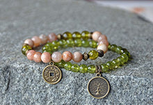Load image into Gallery viewer, Abundance,Money Bracelet,Sunstone, Peridot,Lucky Mala Gemstone Bracelet,Chakra Bracelet,Healing Meditation,Buddha Yoga Mala
