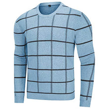Load image into Gallery viewer, Mens Fall Sweater Pullovers for Men Casual Sweater Mens Casual Crewneck Fall Winter Pullovers Basic Cotton Sweater for Men Light Blue
