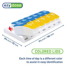 Load image into Gallery viewer, Ezy Dose Weekly (7-Day) AM/PM Pill Organizer, Vitamin and Medicine Box, Removable Compartments, 2 Times a Day, Yellow and Blue
