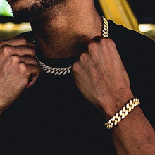 Load image into Gallery viewer, TOPGRILLZ Hip Hop14K Gold Plated Finished Miami Cuban Link Bracelet with Iced Out Simulated Lab Diamond Clasp for Men Women
