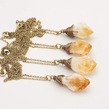 Load image into Gallery viewer, Raw Citrine Crystal Antique Bronze Long Chain Pendant Necklace 24 Inches
