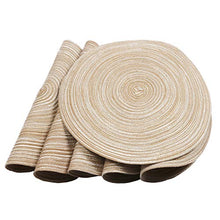Load image into Gallery viewer, SHACOS Round Placemats Set of 4 Braided Glitter Round Table Placemats 15 inch for Wedding Holiday Party (Multicolor-Light Coffee, 4)
