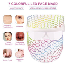 Load image into Gallery viewer, L E D Face Mask Light Therapy, 7 Colors Light Facial Mask for Skin Care, Light Therapy Mask for Facial Rejuvenation, Portable, Rechargeable, Wireless
