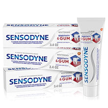 Load image into Gallery viewer, Sensodyne Sensitivity &amp; Gum Whitening Toothpaste, Toothpaste for Sensitive Teeth &amp; Gum Problems, 3.4 s (Pack of 3), 10.2 Oz
