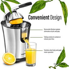Load image into Gallery viewer, Gourmia EPJ100 Electric Citrus Juicer Stainless Steel 10 QT 160 Watts Rubber Handle And Cone Lid For Easy Use One-Size-Fits-All Juice Cone For Easy Storage. - 110V
