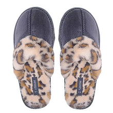 Load image into Gallery viewer, Millffy Nordic Style Faux Fur Trim Rabbit Fur Hair Women's Suede Slippers Memory Foam Comfy Indoor eva Slipper (US 7-8, Black)
