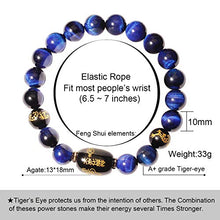Load image into Gallery viewer, Jewever Tiger Eye with Black Agate Feng Shui 10mm Bead Stretch Bracelet 7 Inch Unisex
