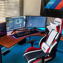 Load image into Gallery viewer, Homall Gaming Chair Racing Style High-Back PU Leather Office Chair Computer Desk Chair Executive and Ergonomic Swivel Chair with Headrest and Lumbar Support (White/Red)
