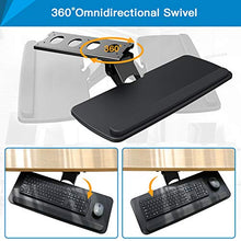 Load image into Gallery viewer, HUANUO Keyboard Tray Under Desk，360 Adjustable Ergonomic Sliding Keyboard &amp; Mouse Tray, 25" W x 9.8" D, Black

