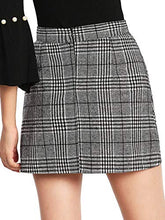 Load image into Gallery viewer, Floerns Women's Plaid High Waist Bodycon Mini Skirt A Grey M
