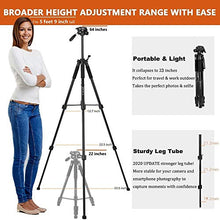 Load image into Gallery viewer, 64-inch Tripod, Ultra Stable Aluminum Tripod Stand for Camera &amp; Cell Phone with Phone Tripod Mount and Remote Shutter, Ideal for Videos, Vlogs and Social Media Live - Black
