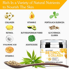 Load image into Gallery viewer, Retinol Collagen Cream with Hyaluronic Acid for Face Moisturizing and Anti Aging; Facial Moisturizer for Firming Skin Anti-Wrinkle Reduce Fine Lines with Vitamin C+E Natural-Ingredient Designed by USA Day&amp;Night for Men &amp; Women
