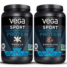 Load image into Gallery viewer, Vega Sport Premium Protein Powder Bundle, Chocolate + Vanilla, Plant Based Protein Powder Post Workout - Certified Vegan, Vegetarian, Keto-Friendly, Gluten Free, Dairy Free, BCAA Amino Acids
