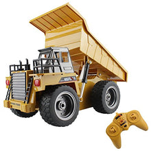 Load image into Gallery viewer, fisca Remote Control Dump Truck 2.4Ghz 4WD RC Truck 6 Channel Mine Construction Vehicle Toy Machine Model with LED Light and Metal Cab for Kids
