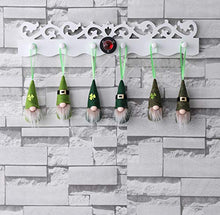 Load image into Gallery viewer, St Patrick Day Hanging Gnome Ornaments Set of 10, Irish Gnomes Handmade Leprechaun Elf Tomet DecorationsSpring Gnome Lucky Clover Hanging Ornament
