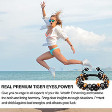 Load image into Gallery viewer, Triple Protection Crystal Bracelet，Energy Crystal Bracelet Tigers Eye Black Obsidian and Hematite Beads Bracelet for Men Women, Crystal Jewelry Stone Bracelets Bring Luck and Prosperity and Happiness
