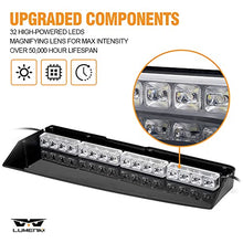 Load image into Gallery viewer, Lumenix LED Dual Visor Strobe Light Bar with Split Deck Brackets&amp;Vacuum Sucker, 32 LED Interior Windshield Emergency Hazard Warning Strobe Lights for Volunteer Specific Police Truck （White/Red）
