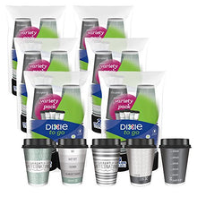 Load image into Gallery viewer, Dixie to Go Disposable Hot Beverage Paper Coffee Cups with Lids, 12 Oz, 156 Count, Assorted Designs, Gold (23710)

