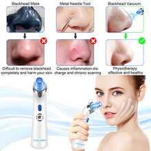Load image into Gallery viewer, Blackhead Remover Vacuum - June Julien Facial Pore Cleanser Electric Acne Comedone Extractor Kit USB Rechargeable Blackhead Suction Tool with LED Display for Facial Skin(Blue)
