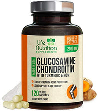 Load image into Gallery viewer, Glucosamine with Chondroitin Turmeric MSM, Triple Strength 2100mg, for Hip, Knee, Joint &amp; Back Comfort - Made in USA - Joint Supplement with Boswellia &amp; Bromelain. Non GMO - 120 Capsules
