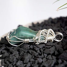 Load image into Gallery viewer, Genuine Natural Raw Emerald Crystal Pendant Necklace - Wire Wrapped Sterling Silver - May Birthstone Jewelry - Crystal Gift for Him and Her
