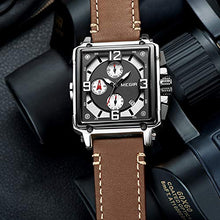 Load image into Gallery viewer, MEGIR Men's Analogue Army Military Chronograph Luminous Quartz Watch with Fashion Leather Strap for Sport &amp; Business Work ML2061G (Brown)
