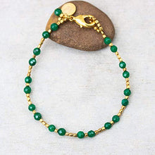Load image into Gallery viewer, Green onyx beads bracelet and gold 22k plated on brass beads
