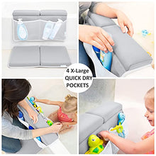 Load image into Gallery viewer, Bath Kneeler and Elbow Rest Pad, 1.75 inch Extra Thick Baby Bath Kneeling Pad and Elbow Pad for Bathtub. Bath Tub Elbow Pad with Infant Toy and Baby Accessories Organizer, Grey
