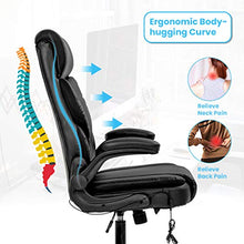 Load image into Gallery viewer, Office Chair Ergonomic Desk Chair PU Leather Computer Chair with Lumbar Support Flip up Armrest Task Chair Rolling Swivel Executive Chair for Women Adults(Black)
