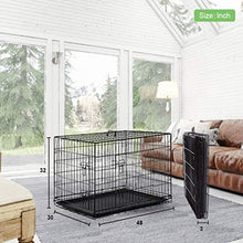 Load image into Gallery viewer, BestPet 48 inch Large Dog Crate Dog Cage Dog Kennel Metal Wire Double-Door Folding Pet Animal Pet Cage with Plastic Tray and Handle
