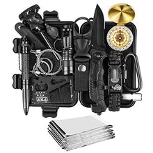 Load image into Gallery viewer, JINAGER Survival kit, Professional Emergency Survival gear 15 in 1, Upgraded Tactical Defense Tool for Hiking Camping Climbing Adventures, Emergency Tool Gift for Men Boy Car
