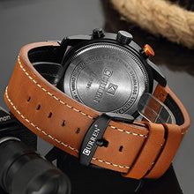 Load image into Gallery viewer, Mens Leather Strap Watches Classic Casual Dress Stainless Steel Waterproof Chronograph Date Analog Quartz Watch (Brown Black)
