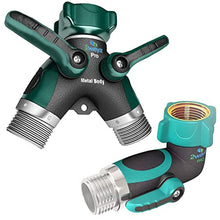 Load image into Gallery viewer, 2WAYZ Garden Hose Splitter Y + 90 Degrees Garden Hose elbow with shut off valve
