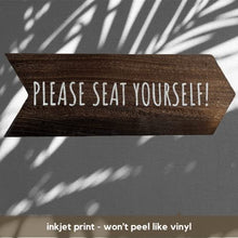 Load image into Gallery viewer, YELLOW LOTUS Funny Bathroom Signs - Please Seat Yourself Bathroom Sign &amp; Best Seat in the House Wooden Funny Signs, Rustic Arrow Wall Hanging Decor, Set of 2 Bathroom Wall Art 14 X 5 In (Brown)
