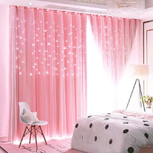 Load image into Gallery viewer, Unistar 2 Panels Stars Blackout Curtains for Bedroom Girls Kids Baby Window Curtain Double Layer Star Cut Out Aesthetic Living Room Decor Wall Home Decorations Curtain,W52 x L84 Inches,Pink
