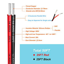 Load image into Gallery viewer, 14 awg Silicone Electrical Wire 2 Conductor Parallel Wire line 50ft [Black 25ft Red 25ft] 14 Gauge Soft and Flexible Hook Up Oxygen Free Strands Tinned Copper Wire
